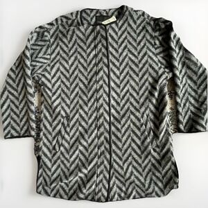 Talbots Women's Herringbone Wool Coat Full Zip Snap Front Medium NWT